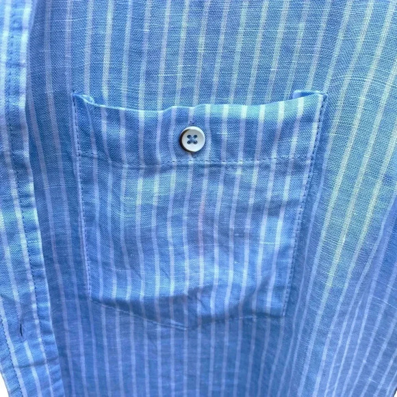 NWT Report Collection Short Sleeve Button Down Shirt Linen Stripe - Picture 5 of 7